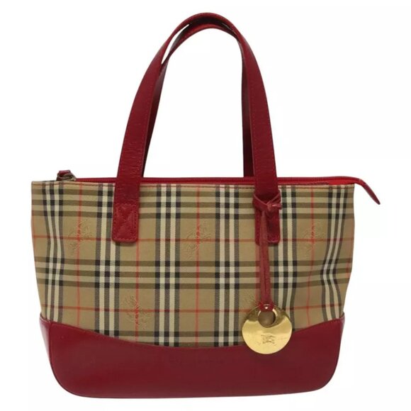 BURBERRY Nova Check Hand Bag Canvas Beige Auth - Picture 1 of 16